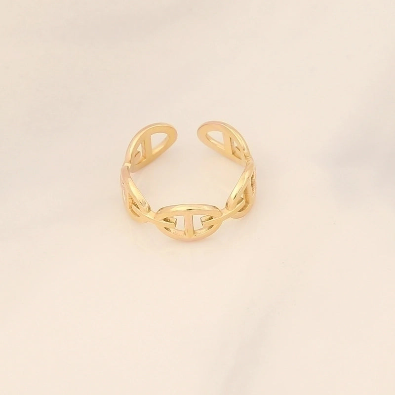 Fashion Waves Stainless Steel Inlay Open Ring