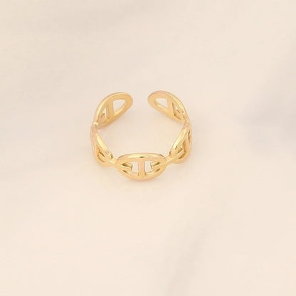 Fashion Waves Stainless Steel Inlay Open Ring