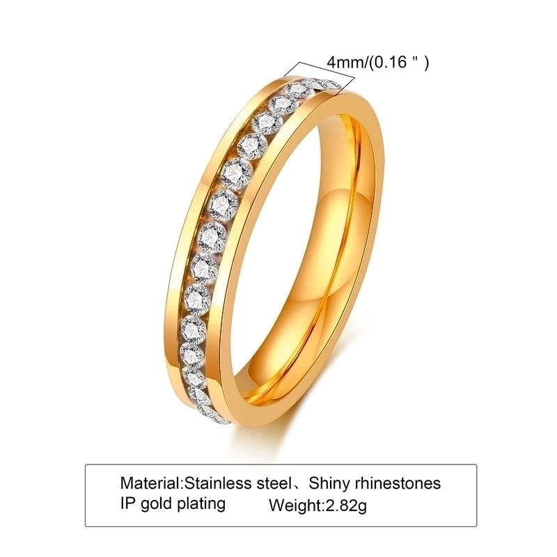 304 Stainless Steel Minimalist Inlay Circle Zircon Rings