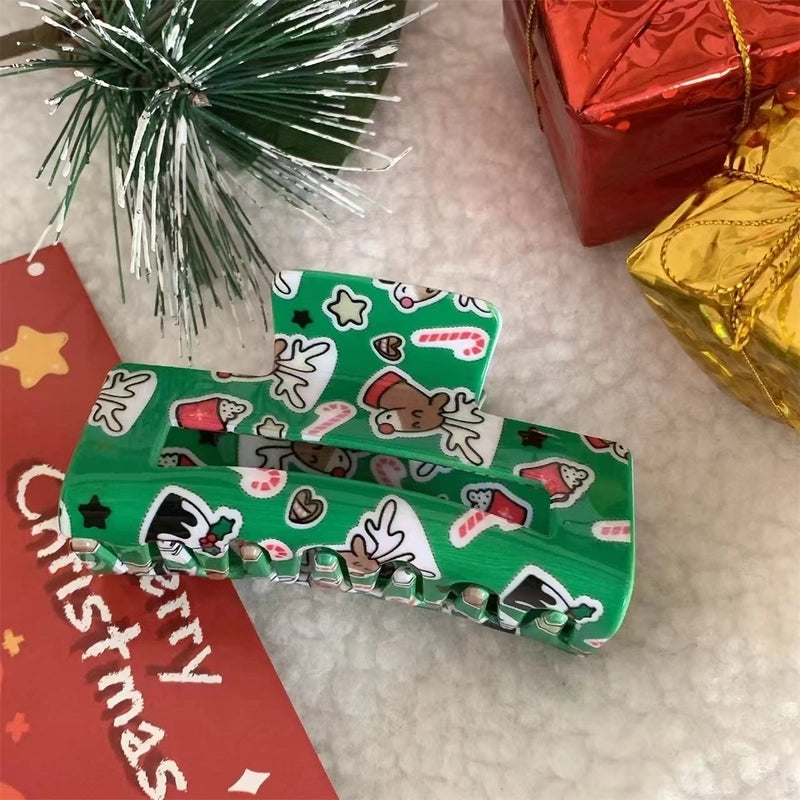 Christmas Minimalist Women's Christmas Tree Santa Claus Arylic Hair Claws