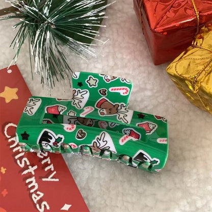 Christmas Minimalist Women's Christmas Tree Santa Claus Arylic Hair Claws