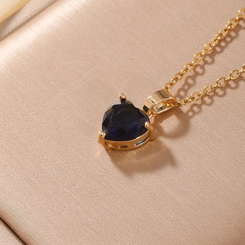 2 Pieces Elegant Minimalist Heart Shape 304 Stainless Steel Copper Plating Inlay Gold Plated Zircon Pendant Necklace