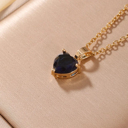 2 Pieces Elegant Minimalist Heart Shape 304 Stainless Steel Copper Plating Inlay Gold Plated Zircon Pendant Necklace