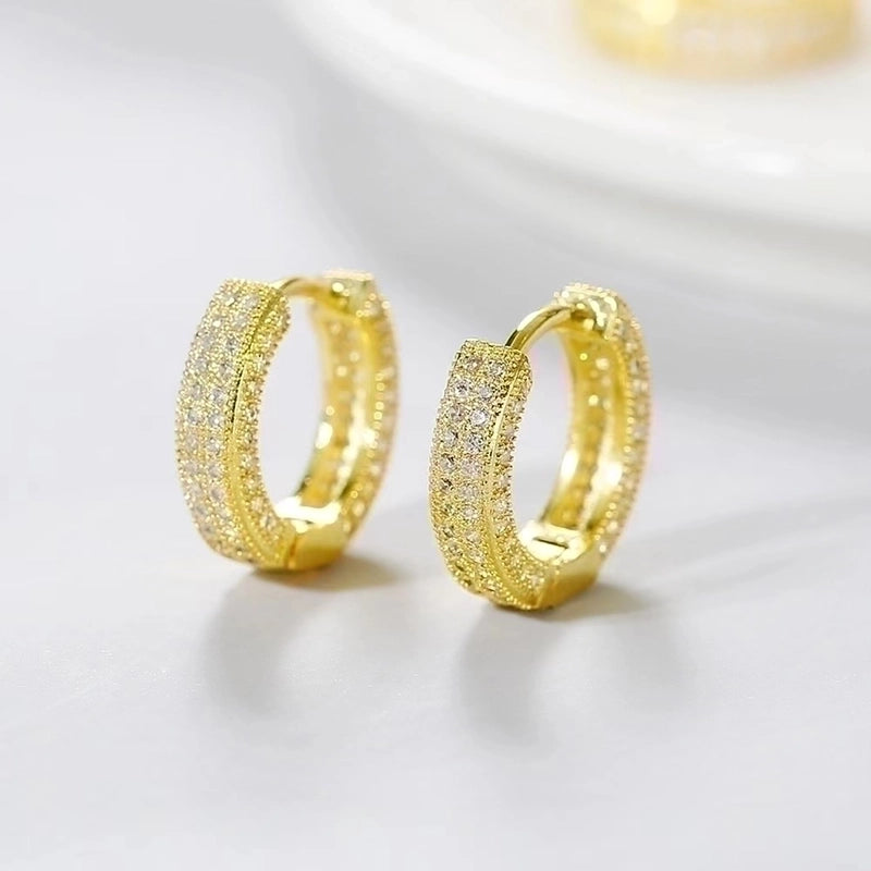 2 Pieces Classic Style Shiny Round Plating Inlay Brass Zircon Gold Plated Platinum Plated Earrings