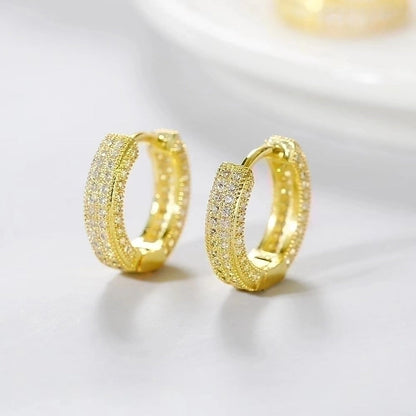 2 Pieces Classic Style Shiny Round Plating Inlay Brass Zircon Gold Plated Platinum Plated Earrings