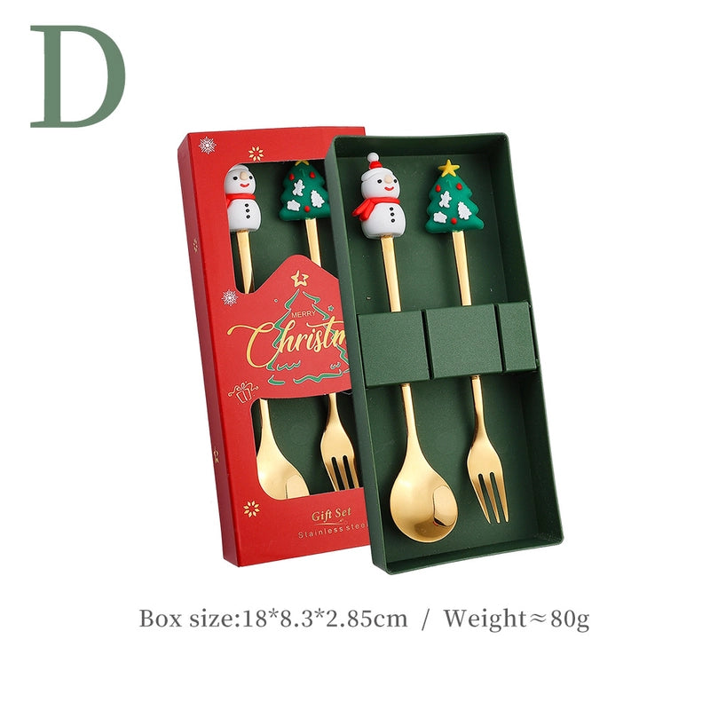 J Christmas Spoon Suit Cartoon Funny Christmas Tree Dessert Cake Spoon Creative Tableware Christmas Gift