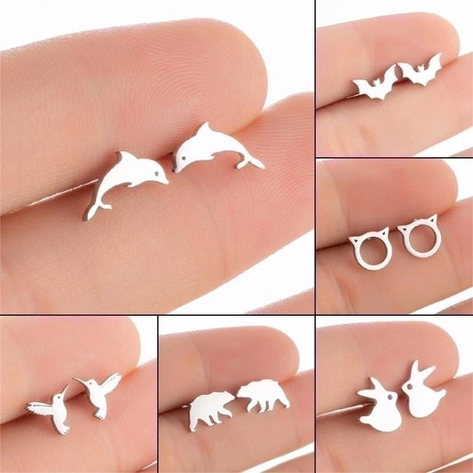 1 Pair Halloween Fashion Rabbit Bat Plating 304 Stainless Steel 18K Gold Plated Ear Studs