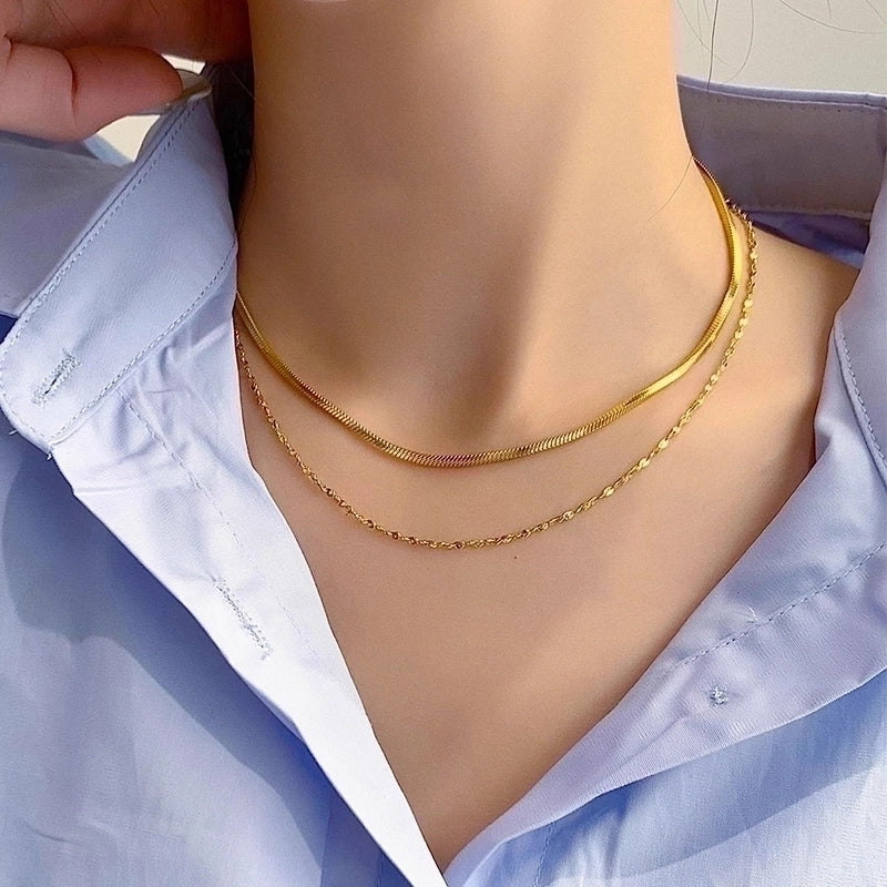 Glam Lady Solid Color 304 Stainless Steel Layered Necklaces