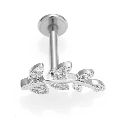 1 Piece Lip Rings Minimalist Commute Leaves Heart Shape Flower 316L Stainless Steel Inlay Zircon 18K Gold Plated Ear Cartilage Rings & Studs