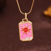 Vintage Style Minimalist Sun Moon Titanium Steel Copper Plating Pendant Necklace