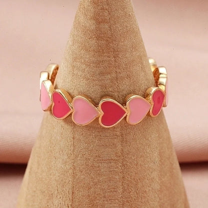 Sweet Copper Heart Shape Ring Daily Unset