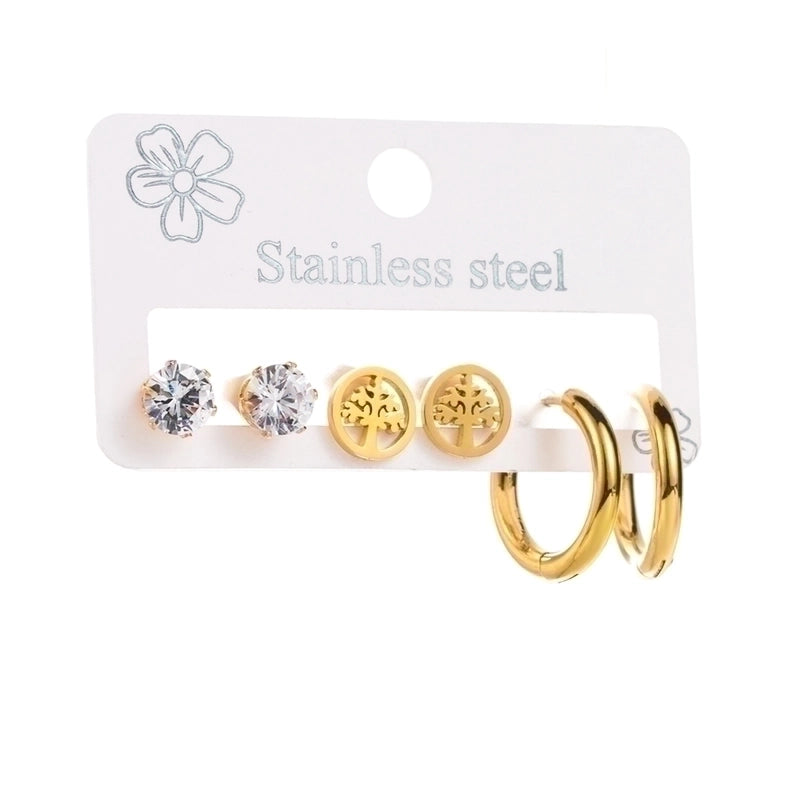 3 Pieces Set Vintage Style Modern Style Minimalist Butterfly Inlay 304 Stainless Steel Rhinestones Earrings Ear Studs