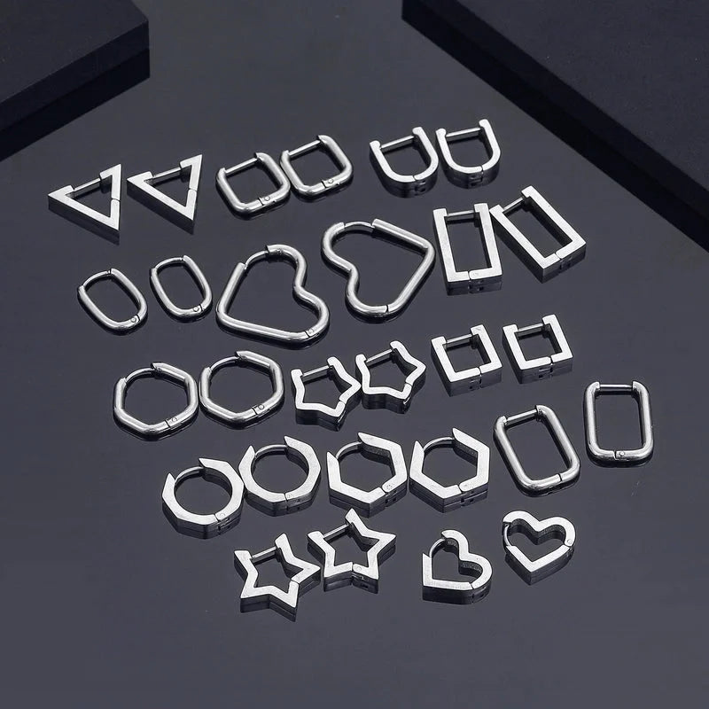 1 Piece Minimalist Solid Color Plating Stainless Steel Silver Plated Earrings