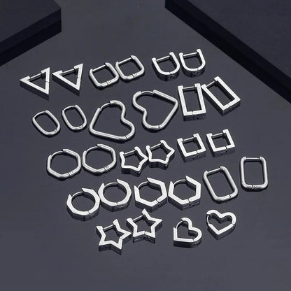 1 Piece Minimalist Solid Color Plating Stainless Steel Silver Plated Earrings