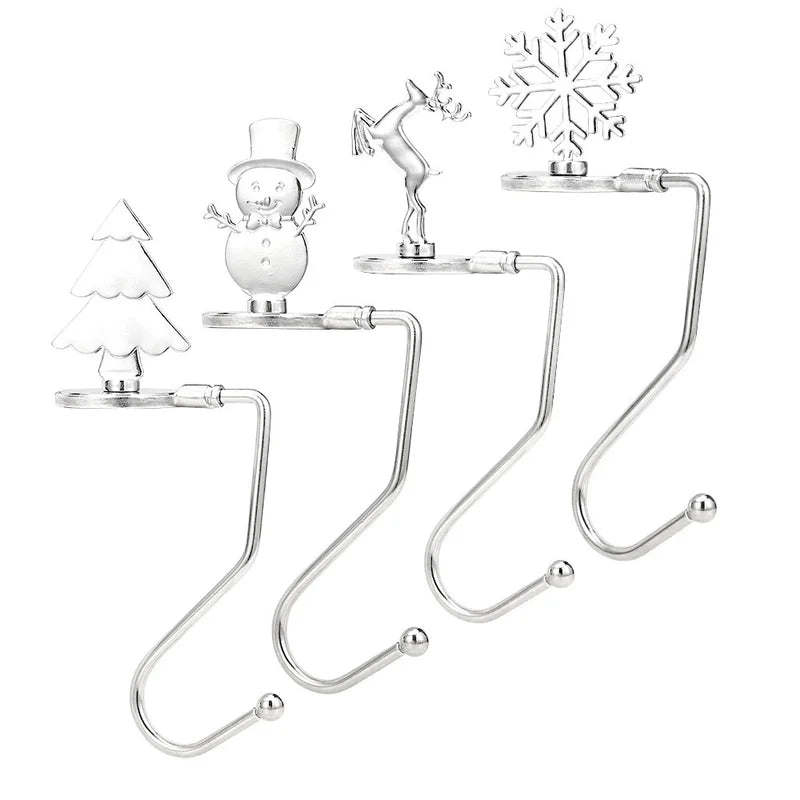 Amazon Popular Christmas Magnetic Hook Snowflake Christmas Hook Christmas Gift Metal Fireplace Socks Pendant