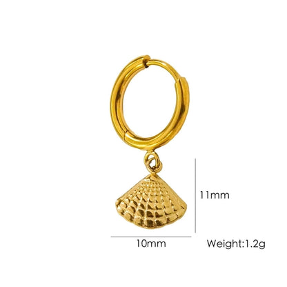 3 Pieces Beach Tortoise Starfish Shell Plating 304 Stainless Steel 14K Gold Plated Earrings