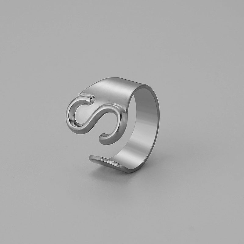 Ins Style Letter Titanium Steel Plating Open Ring