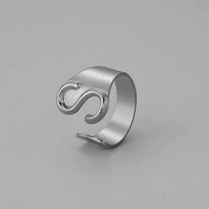 Ins Style Letter Titanium Steel Plating Open Ring