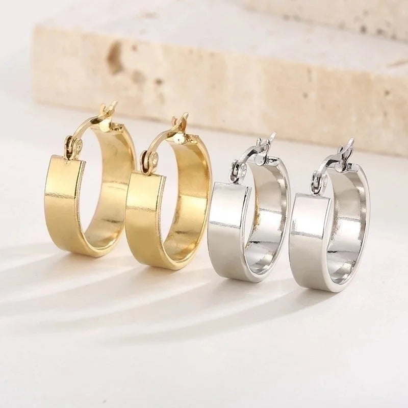 1 Pair Retro Streetwear Solid Color Plating Stainless Steel 18K Gold Plated Hoop Earrings