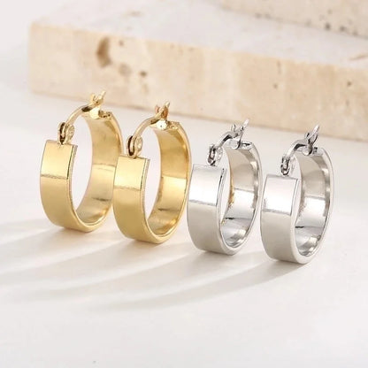 1 Pair Retro Streetwear Solid Color Plating Stainless Steel 18K Gold Plated Hoop Earrings