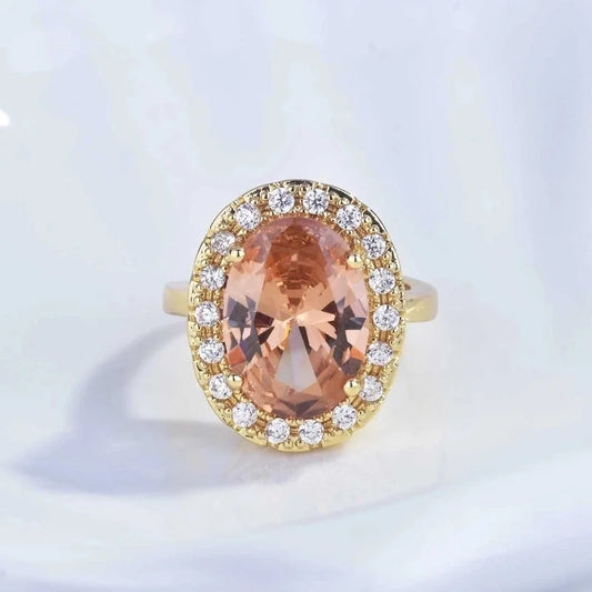 Copper Diamond Geometric Artificial Gemstones Crystal Rings