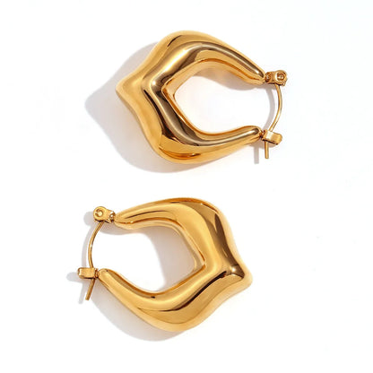 Fashion Round Circle Geometric Stainless Steel 18K Gold Plated Earrings