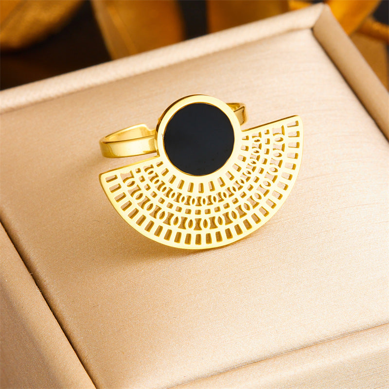 Women Ellipse Triangle Geometric Stainless Steel Electroplating Rings