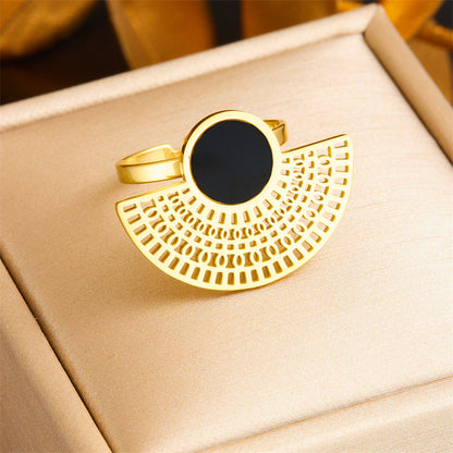 Women Ellipse Triangle Geometric Stainless Steel Electroplating Rings
