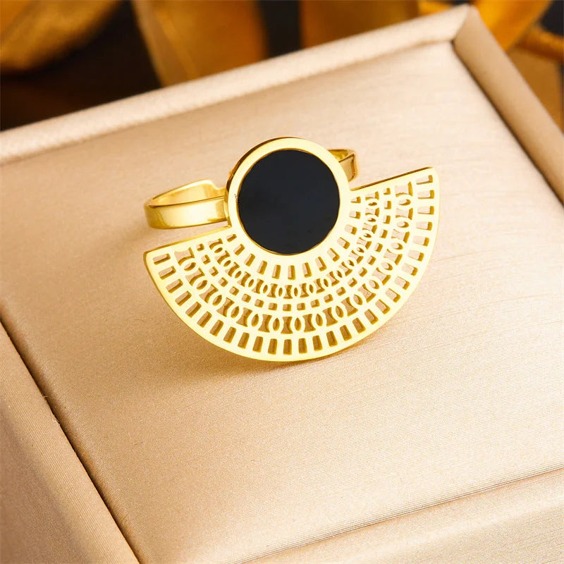 Women Ellipse Triangle Geometric Stainless Steel Electroplating Rings