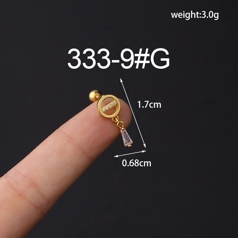 Ear Cartilage Rings & Studs Fashion Geometric Copper Plating Artificial Gemstones