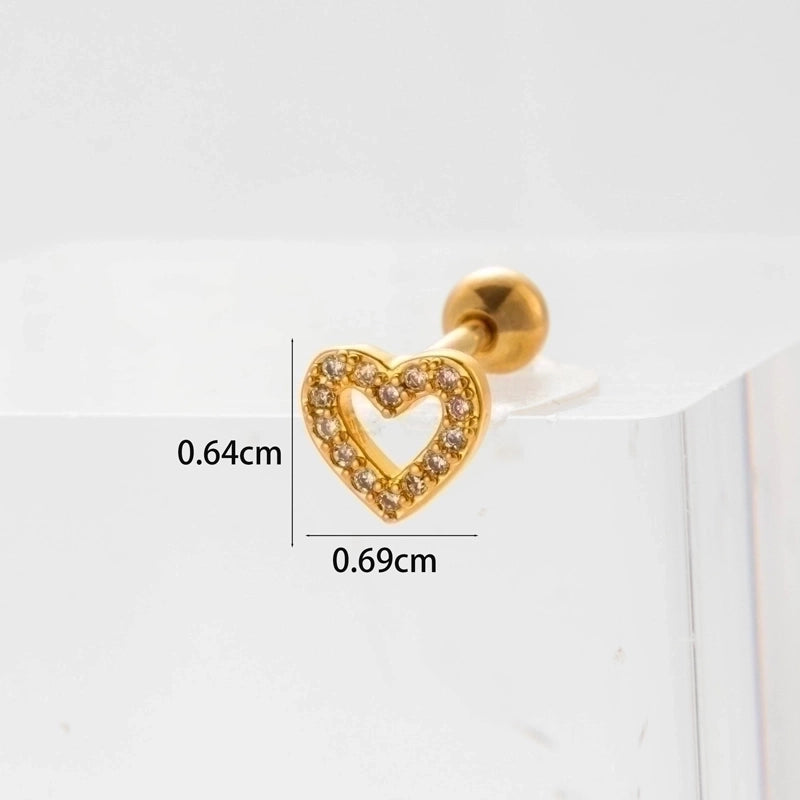 Ear Cartilage Rings & Studs Flower 316L Stainless Steel Copper Inlaid Zircon