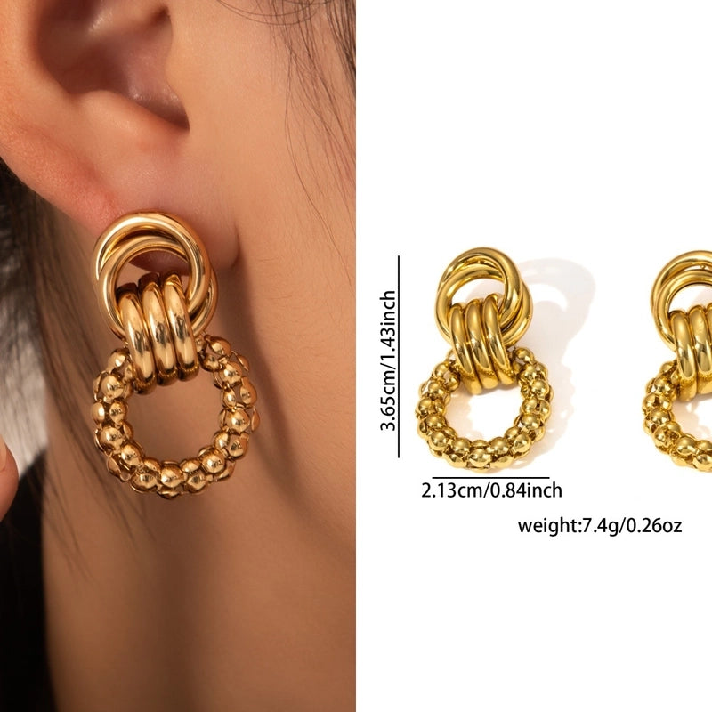 1 Pair Retro Minimalist Geometric Plating Titanium Steel Drop Earrings Ear Studs