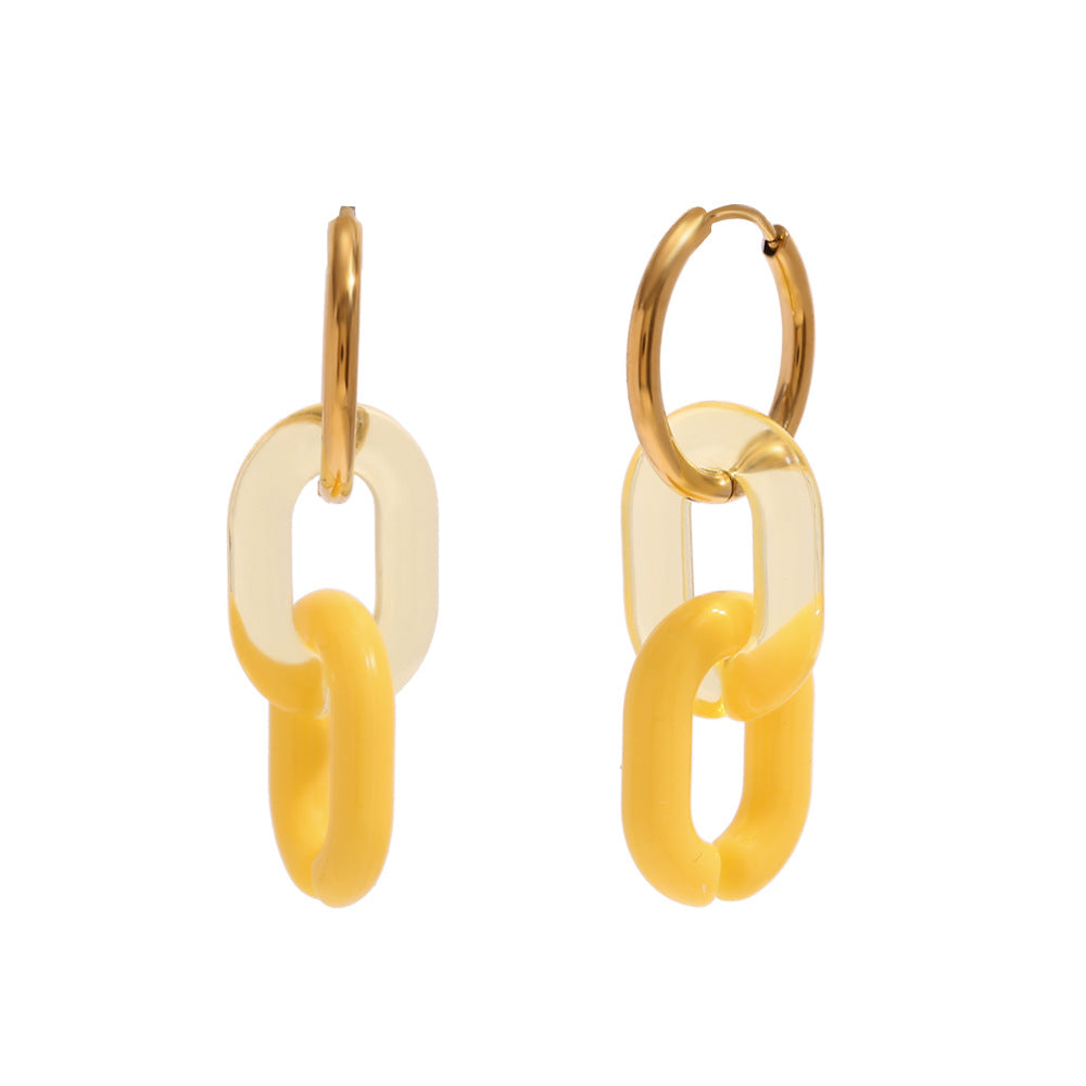 Fashion Ellipse Circle Geometric Acrylic 18K Gold Plated Earrings