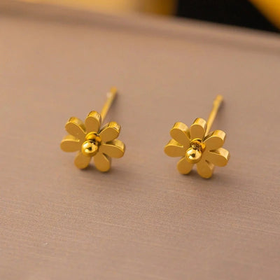1 Pair Sweet Letter Heart Shape Flower Plating Titanium Steel Ear Studs