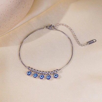 Elegant Glam Eye 304 Stainless Steel Resin 18K Gold Plated Polishing Bracelets Anklet Necklace Box Chain