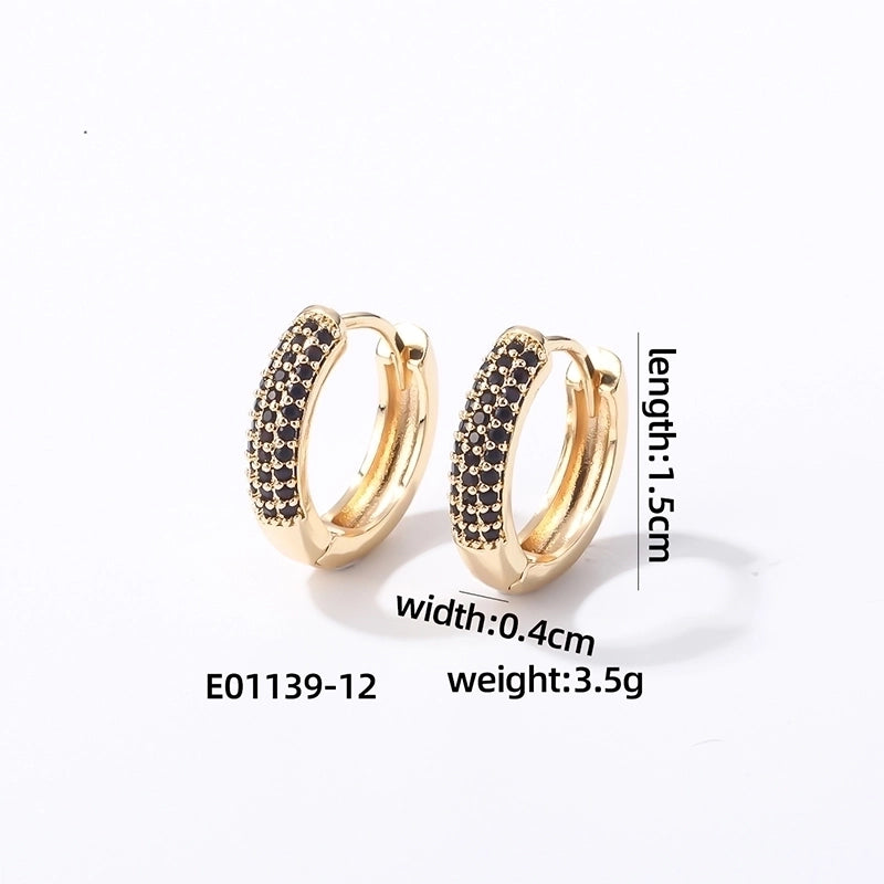 1 Pair Casual Modern Style Round Inlay Copper Zircon K Gold Plated Rhodium Plated Earrings
