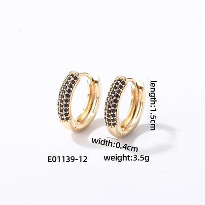 1 Pair Casual Modern Style Round Inlay Copper Zircon K Gold Plated Rhodium Plated Earrings