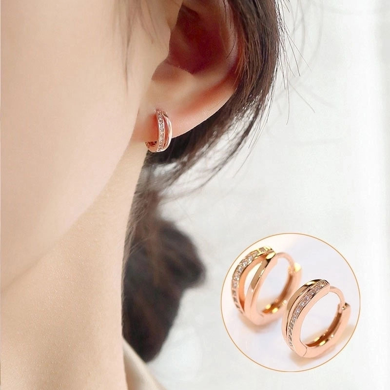 Korean Style S925 Silver Needle Personalized Geometric Double-layer Cross Circle Earrings Women's Retro Fashion Creative Earrings Ear Buckle Fashion