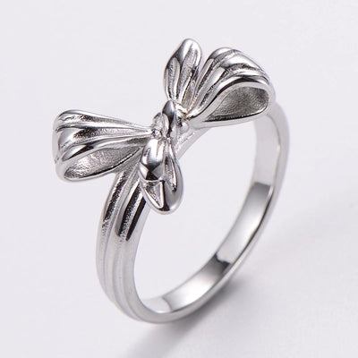 3 Pieces Stainless Steel 18K Gold Plated Fashion Inlay Hand Number Bow Knot Zircon Open Ring