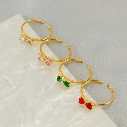 304 Stainless Steel 18K Gold Plated Retro Sweet Plating Inlay Bow Knot Zircon Open Rings