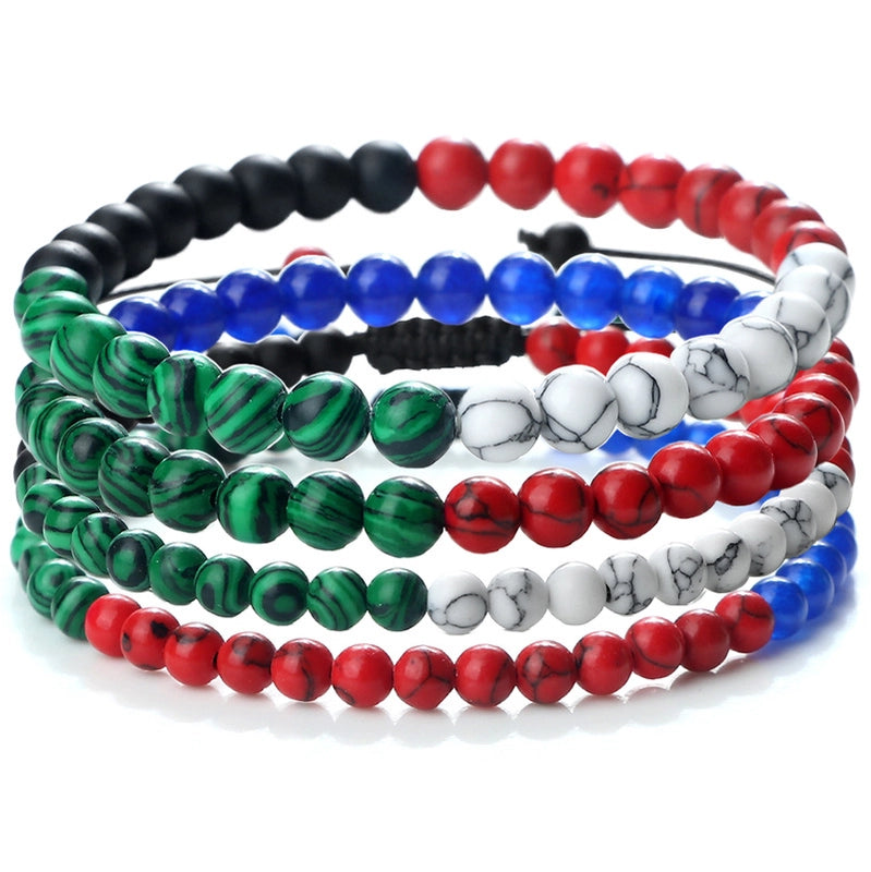 New Red Green White Black Bracelet Christmas Cute Beaded Bracelet Turquoise Beads Woven Hand Rope In Stock