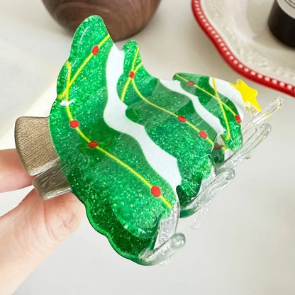 Christmas Casual Women's Christmas Tree Santa Claus Letter Arylic Hair Claws