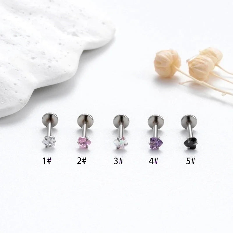 1 Piece Ear Cartilage Rings & Studs Korean Style Heart Shape 316L Stainless Steel Plating Inlay Zircon