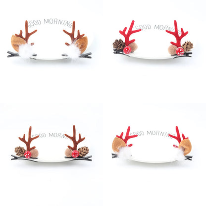 Christmas Cute Antlers Cloth Festival Hairpin