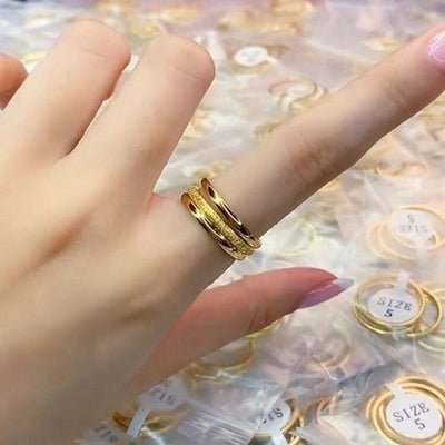 Fashion Circle Titanium Steel 18K Gold Plated Polishing Plating Rings