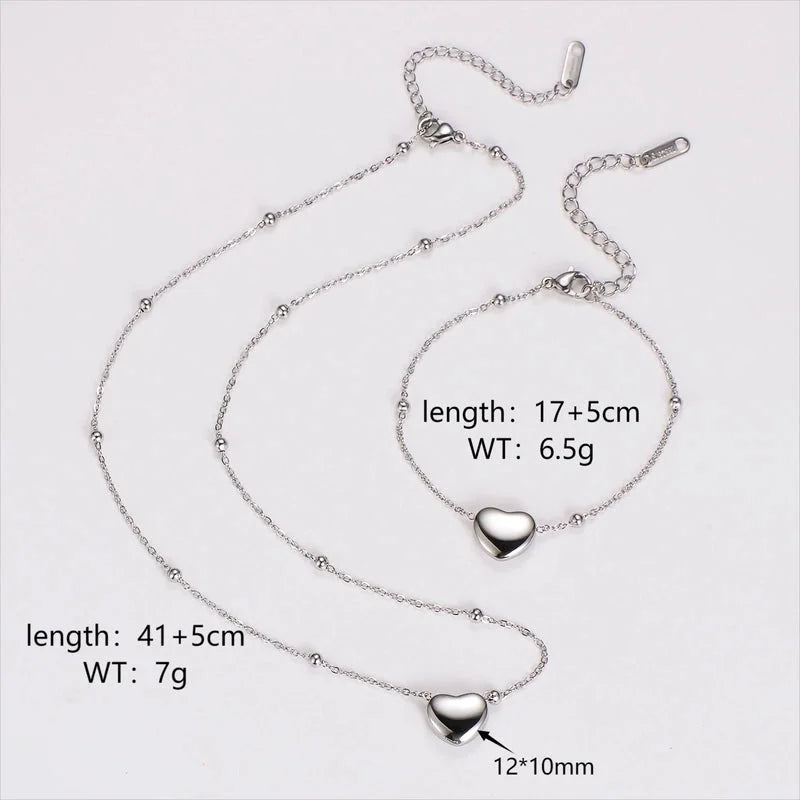 Retro Punk Commute Heart Shape 304 Stainless Steel 18K Gold Plated Rose Gold Plated Jewelry Set