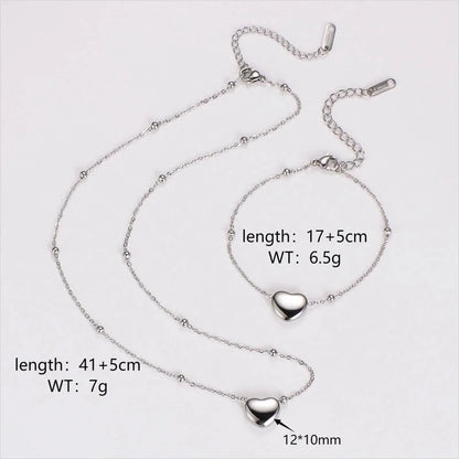 Retro Punk Commute Heart Shape 304 Stainless Steel 18K Gold Plated Rose Gold Plated Jewelry Set