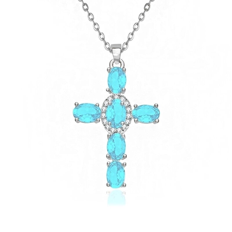 201 Stainless Steel Copper White Gold Plated Gold Plated Minimalist Classic Style Plating Inlay Cross Glass Zircon Pendant Necklace