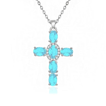 201 Stainless Steel Copper White Gold Plated Gold Plated Minimalist Classic Style Plating Inlay Cross Glass Zircon Pendant Necklace