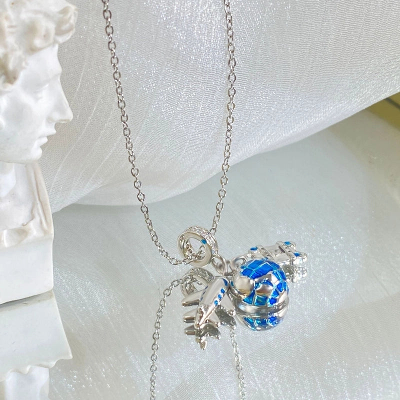 Copper Cable Chain Plating Four Leaf Clover Eiffel Tower Airplane Pendant Necklace